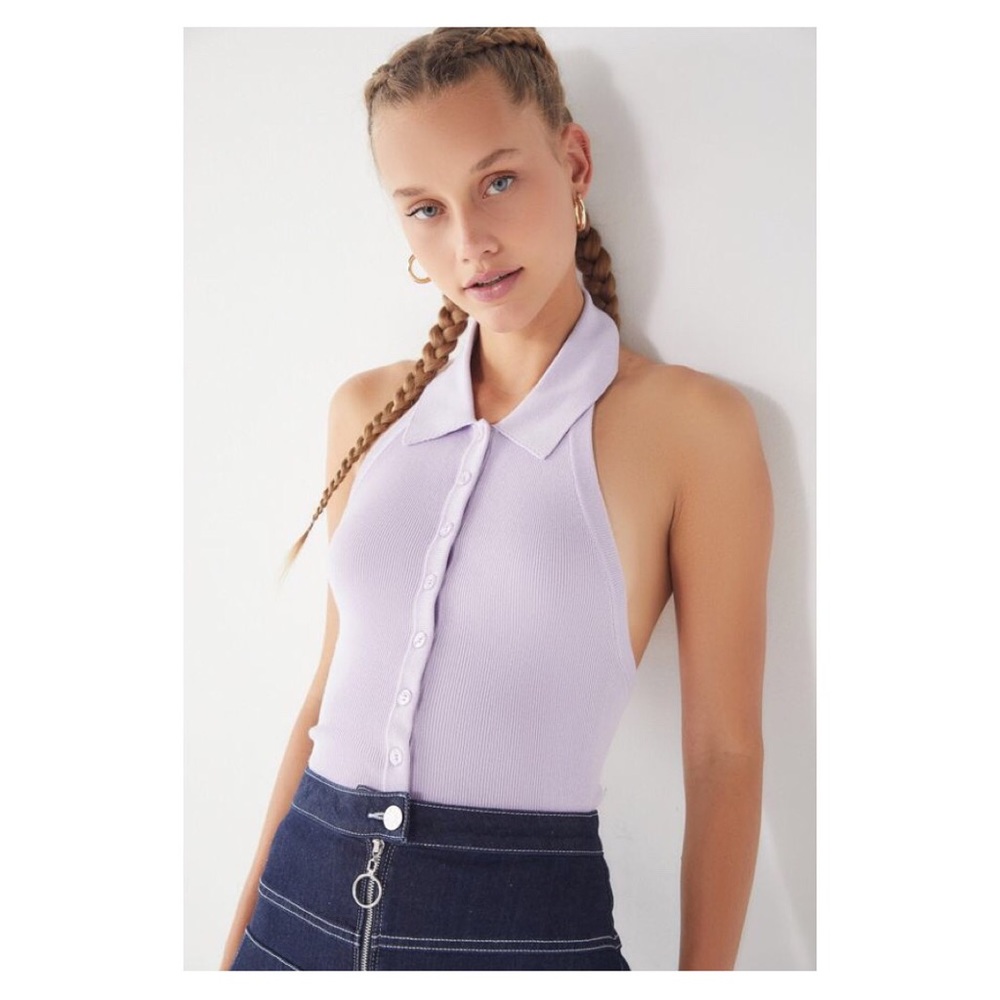 UO June Button-Down Polo Sweater Top